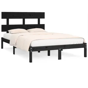 vidaXL Cadre de lit Noir Bois de pin massif 200x200 cm pas cher