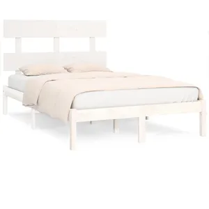 vidaXL Cadre de lit Blanc Bois massif 120x200 cm pas cher
