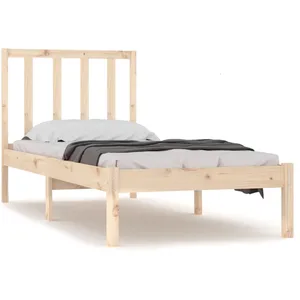 vidaXL Cadre de lit bois de pin massif 75x190 cm petit simple pas cher