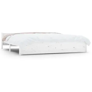 vidaXL Cadre de lit Blanc Bois massif 180x200 cm Super King pas cher