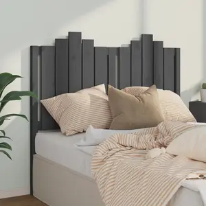vidaXL Tête de lit Gris 126x4x110 cm Bois massif de pin pas cher