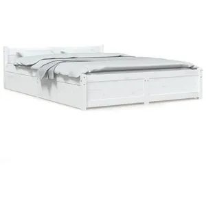 vidaXL Cadre de lit avec tiroirs Blanc 160x200 cm pas cher