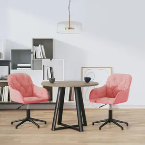 vidaXL Chaises pivotantes à manger lot de 2 Rose Velours pas cher