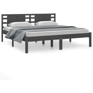 vidaXL Cadre de lit Gris Bois de pin massif 200x200 cm pas cher