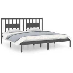 vidaXL Cadre de lit Gris Bois de pin massif 200x200 cm pas cher