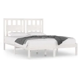 vidaXL Cadre de lit Blanc Bois de pin massif 140x200 cm pas cher