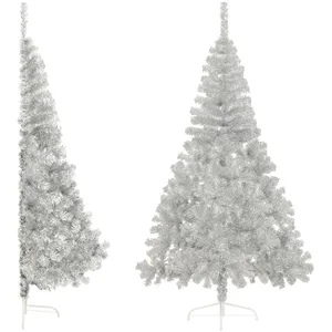 Comparateur de prix : vidaXL Demi sapin de Noël artificiel avec support argenté 240 cm PET