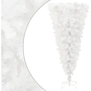 vidaXL Sapin de Noël artificiel renversé avec support Blanc 120 cm