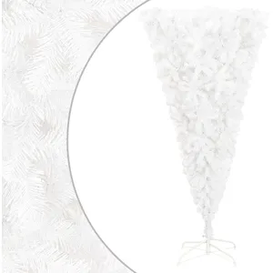 vidaXL Sapin de Noël artificiel renversé avec support Blanc 210 cm pas cher