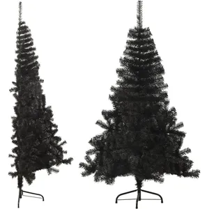 vidaXL Demi sapin de Noël artificiel avec support Noir 180 cm PVC