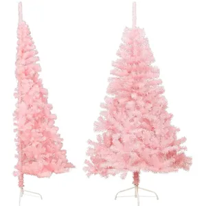 vidaXL Demi sapin de Noël artificiel avec support Rose 150 cm PVC