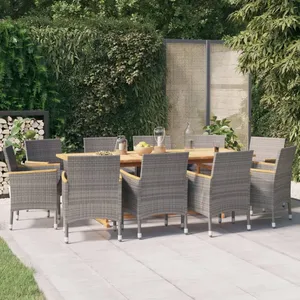 vidaXL Ensemble à manger de jardin 11 pcs avec coussins Gris pas cher