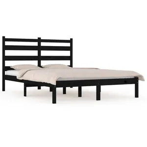 vidaXL Cadre de lit Noir Bois de pin massif 200x200 cm pas cher