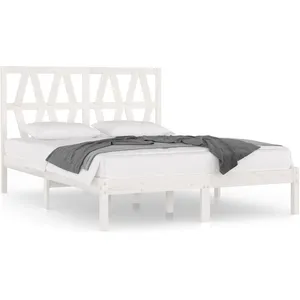 vidaXL Cadre de lit Blanc Bois de pin massif 120x200 cm pas cher