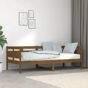 vidaXL Lit de jour sans matelas marron miel bois pin massif 90x190 cm pas cher