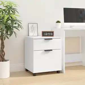 vidaXL Classeur mobile avec roues Blanc 45x38x54 cm Bois d'ingénierie pas cher