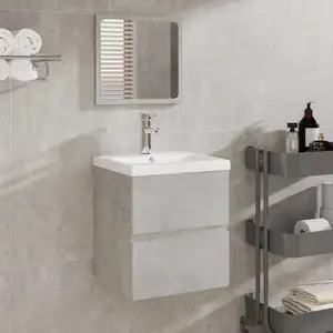 vidaXL Vidaxl Armoire De Bain Avec Miroir Gris Béton Bois D'ingénierie pas cher