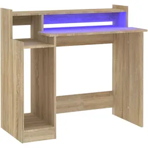Comparateur de prix : vidaXL Bureau avec lumières LED Chêne 97x45x90 cm Bois d'ingénierie
