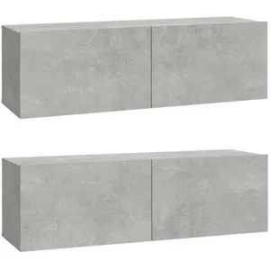vidaXL Meubles TV 2 pcs Gris béton 100x30x30 cm Bois d'ingénierie pas cher