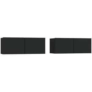 vidaXL Meubles TV 2 pcs Noir 80x30x30 cm Bois d'ingénierie 804536 pas cher
