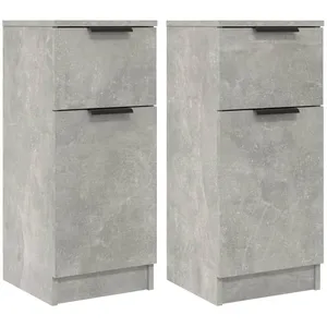 vidaXL Buffets 2 pcs Gris béton 30x30x70 cm Bois d'ingénierie pas cher