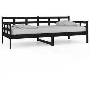 vidaXL Lit de jour sans matelas noir bois de pin massif 90x200 cm pas cher