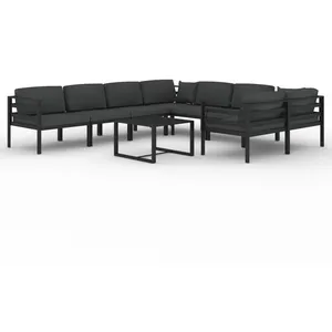 vidaXL Salon de jardin 9 pcs avec coussins Aluminium Anthracite pas cher