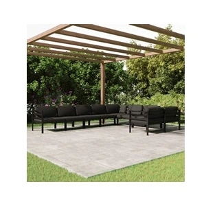 vidaXL Salon de jardin 9 pcs avec coussins Aluminium Anthracite pas cher