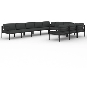 Comparateur de prix : vidaXL Salon de jardin 10 pcs avec coussins Aluminium Anthracite