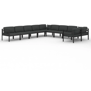 Comparateur de prix : vidaXL Salon de jardin 10 pcs avec coussins Aluminium Anthracite