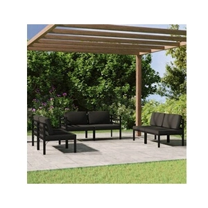 vidaXL Salon de jardin 6 pcs avec coussins Aluminium Anthracite pas cher