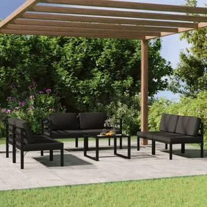 vidaXL Salon de jardin 7 pcs avec coussins Aluminium Anthracite pas cher