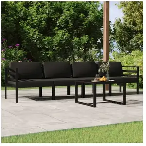 vidaXL Salon de jardin 5 pcs avec coussins Aluminium Anthracite pas cher