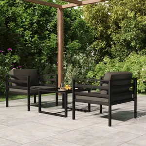 vidaXL Salon de jardin 3 pcs avec coussins Aluminium Anthracite pas cher