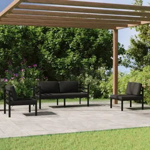 vidaXL Salon de jardin 4 pcs avec coussins Aluminium Anthracite pas cher