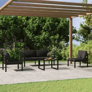 vidaXL Salon de jardin 5 pcs avec coussins Aluminium Anthracite pas cher