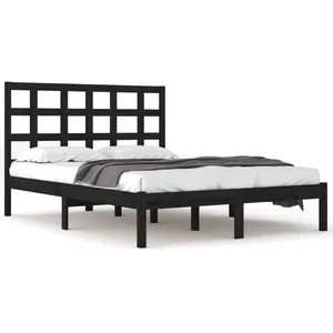 vidaXL Cadre de lit Noir Bois de pin massif 200x200 cm pas cher