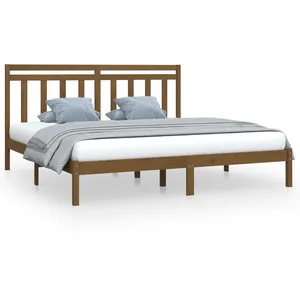 vidaXL Cadre de lit Marron miel Bois massif 200x200 cm pas cher