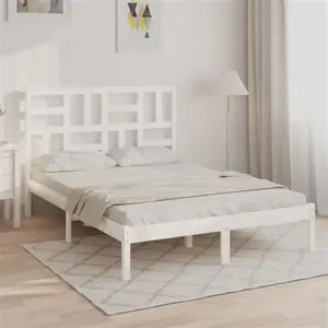 vidaXL Cadre de lit Blanc Bois de pin massif 140x190 cm pas cher