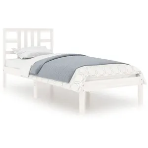 vidaXL Cadre de lit Blanc Bois massif 100x200 cm pas cher