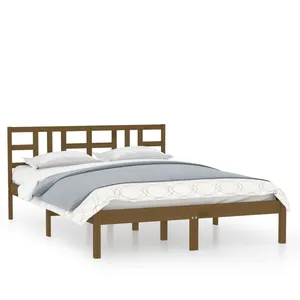 vidaXL Cadre de lit Marron miel Bois massif 200x200 cm pas cher