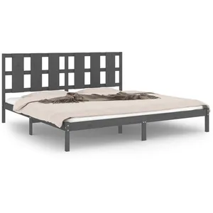vidaXL Cadre de lit Gris Bois de pin massif 200x200 cm pas cher