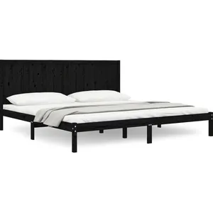 vidaXL Cadre de lit Noir Bois de pin massif 200x200 cm pas cher