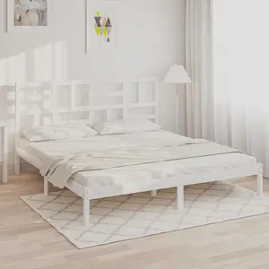 vidaXL Cadre de lit sans matelas blanc bois massif 180x200 cm pas cher