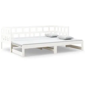 vidaXL Lit coulissant Blanc Bois de pin solide 2x(90x200) cm 820223 pas cher