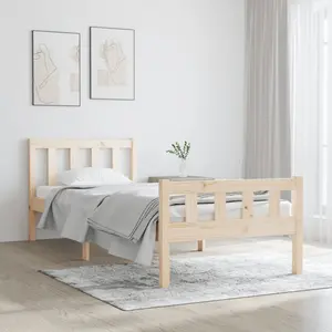 vidaXL Cadre de lit bois massif 90x190 cm simple pas cher
