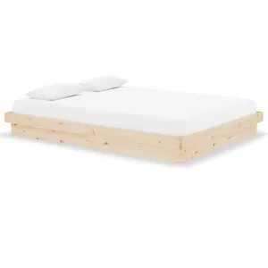 vidaXL Cadre de lit bois massif 135x190 cm double pas cher