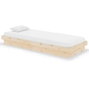 vidaXL Cadre de lit bois massif 75x190 cm petit simple pas cher