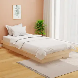 vidaXL Vidaxl Cadre De Lit Bois Massif 90x190 Cm Simple pas cher