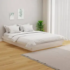 vidaXL Cadre de lit Blanc Bois massif 140x200 cm pas cher